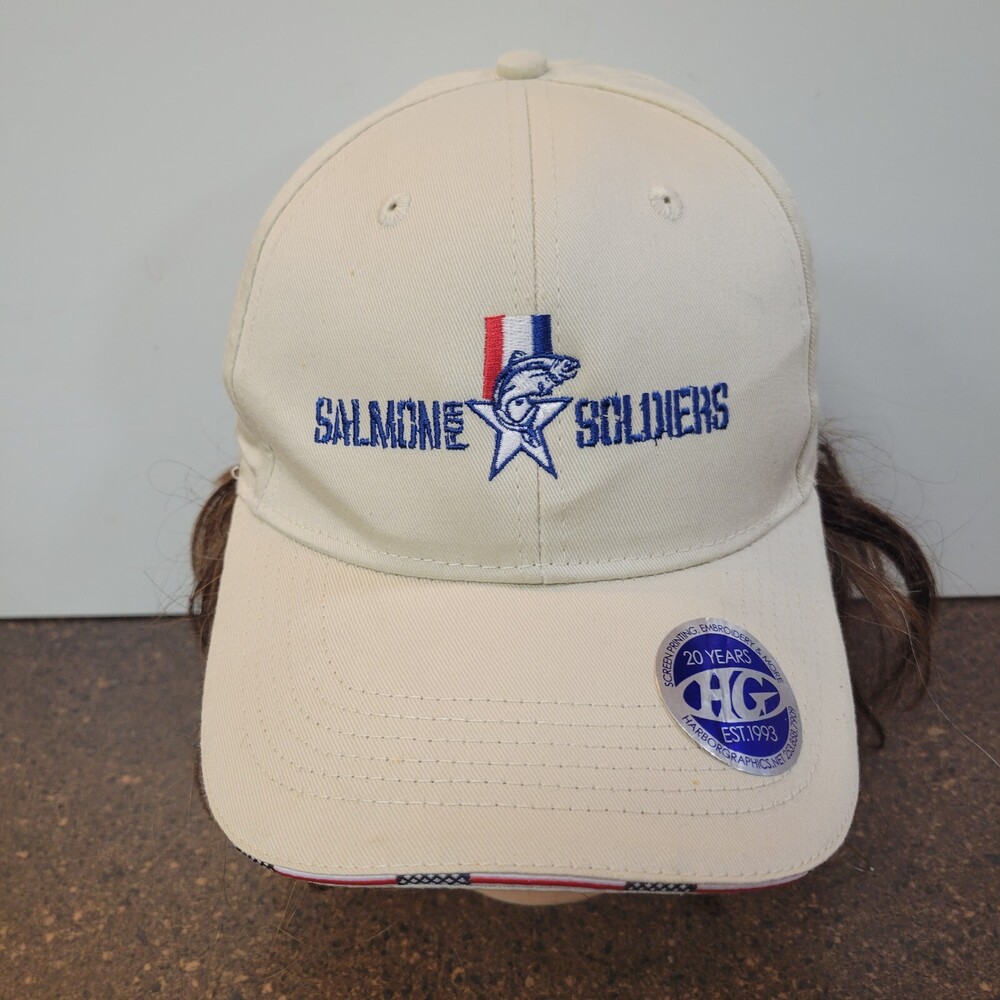 Port Authority Baseball Cap Men’s Beige Salmon Soldiers Embroidered Adjustable